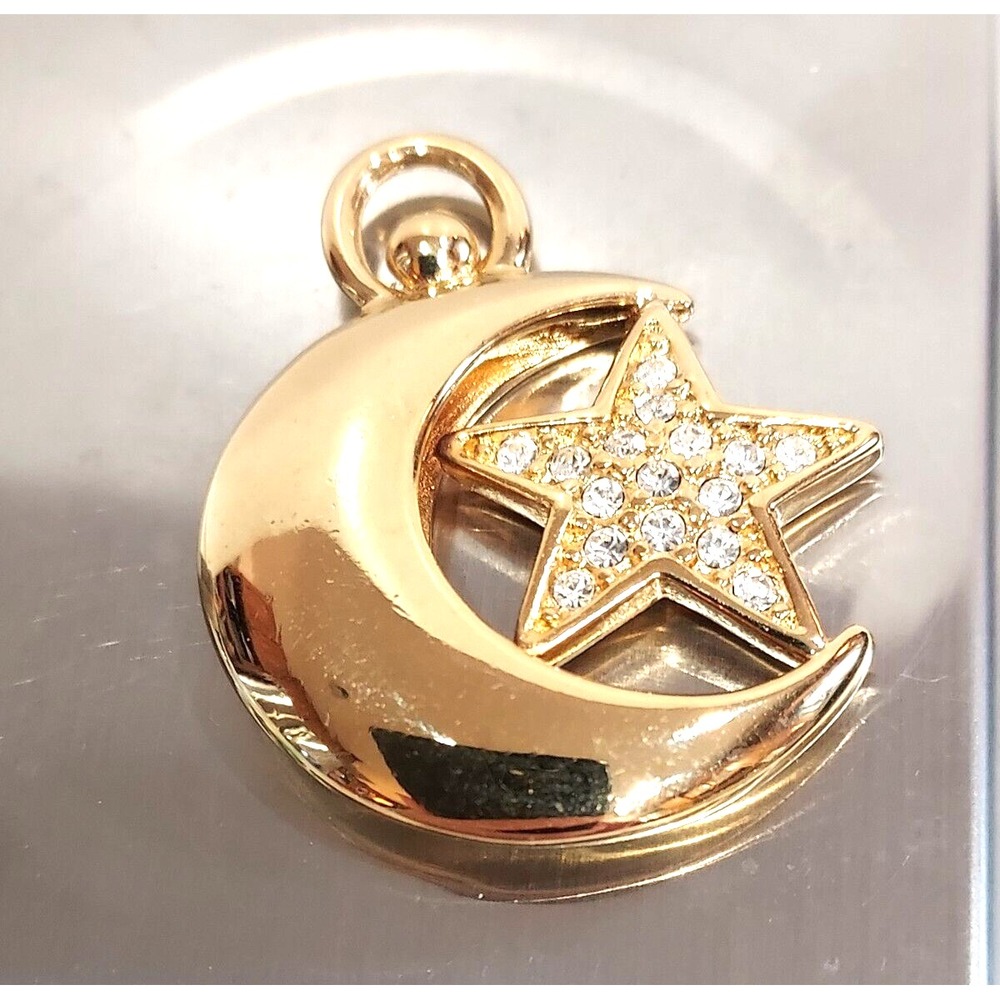 Pendant Joan Rivers Gold Tone Crescent Moon & Star